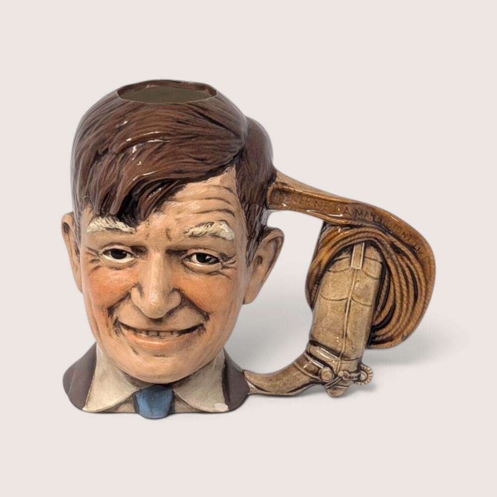 Vintage 1980s Will Rogers Ceramic Character Mug Cowboy Toby Mug Western Decor